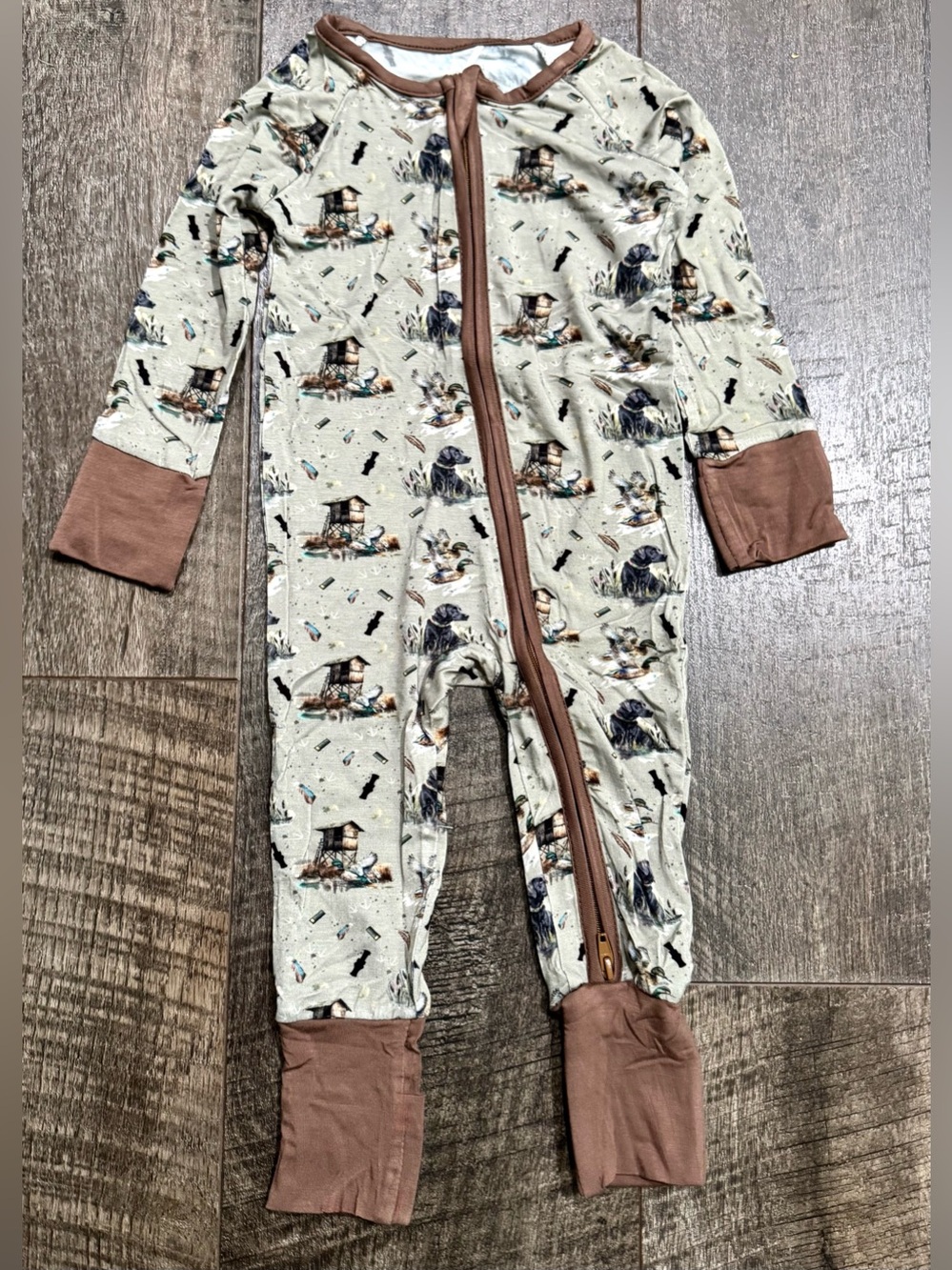 Bamboo Baby Boy Duck Hunt Print Zipper Sleeper Pjs 12-18m